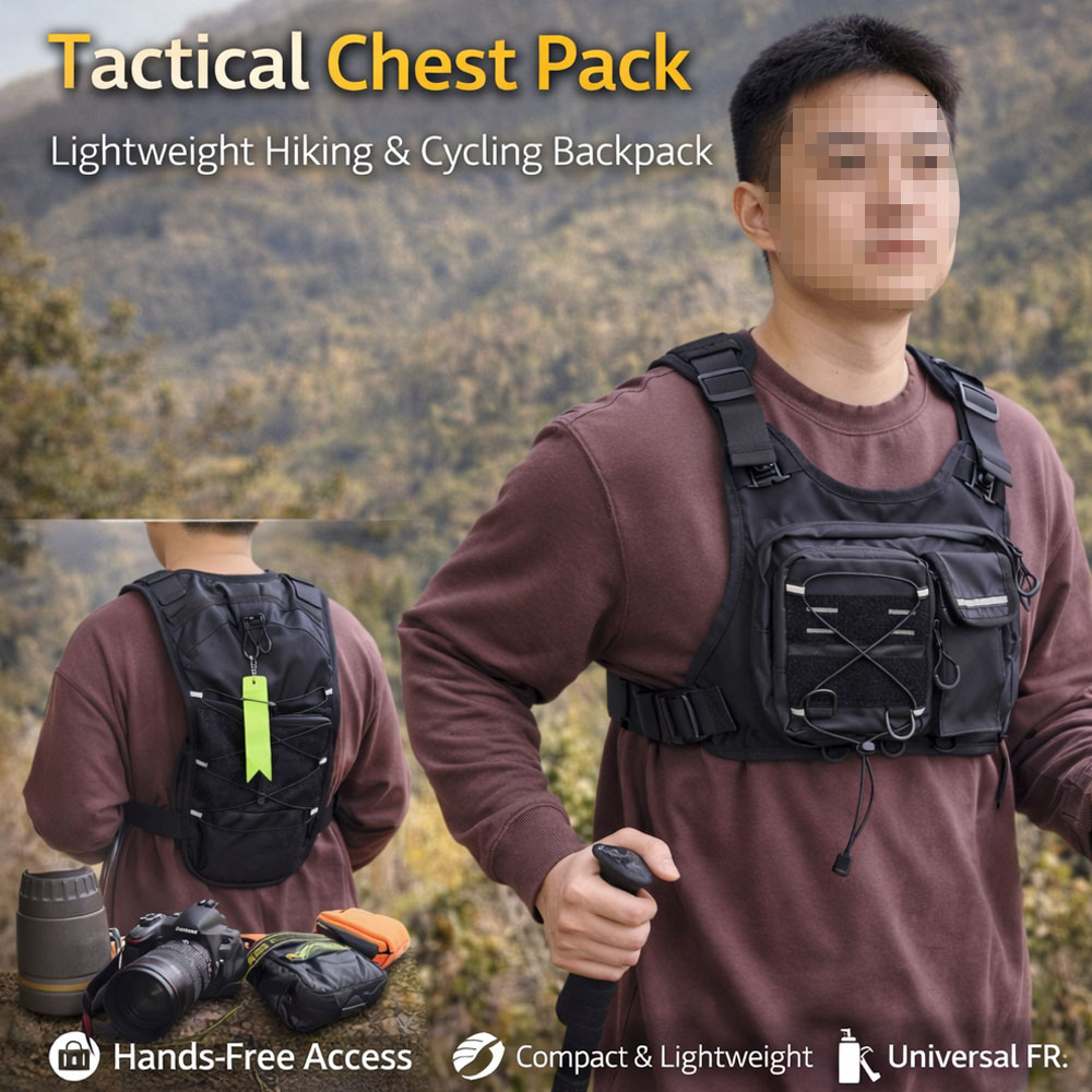Running Gear Bag For Men - Borsa tattica da petto con sacca